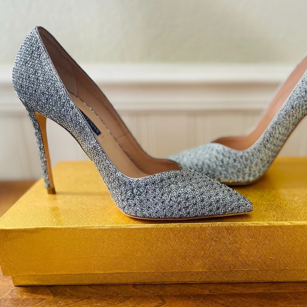Stuart Weitzman Silver Night Stars Stiletto Pumps Size 8